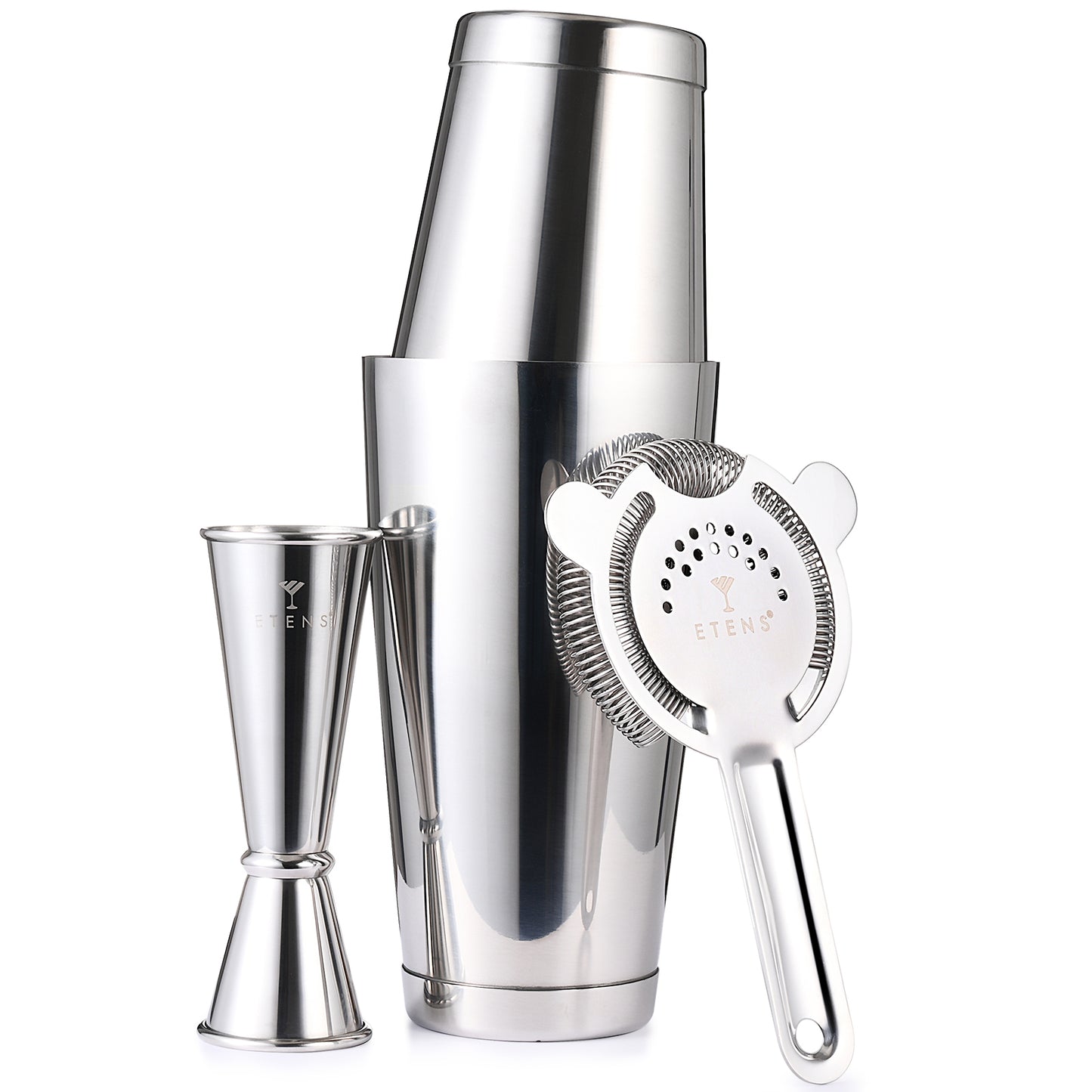 Professional Boston Shaker Set – Weighted Boston Cocktail Shaker Set: 18 & 28oz Bar Shaking Tins, Hawthorne Drink Strainer, Easy Read Japanese Jigger - Stainless Steel Bartending Kit