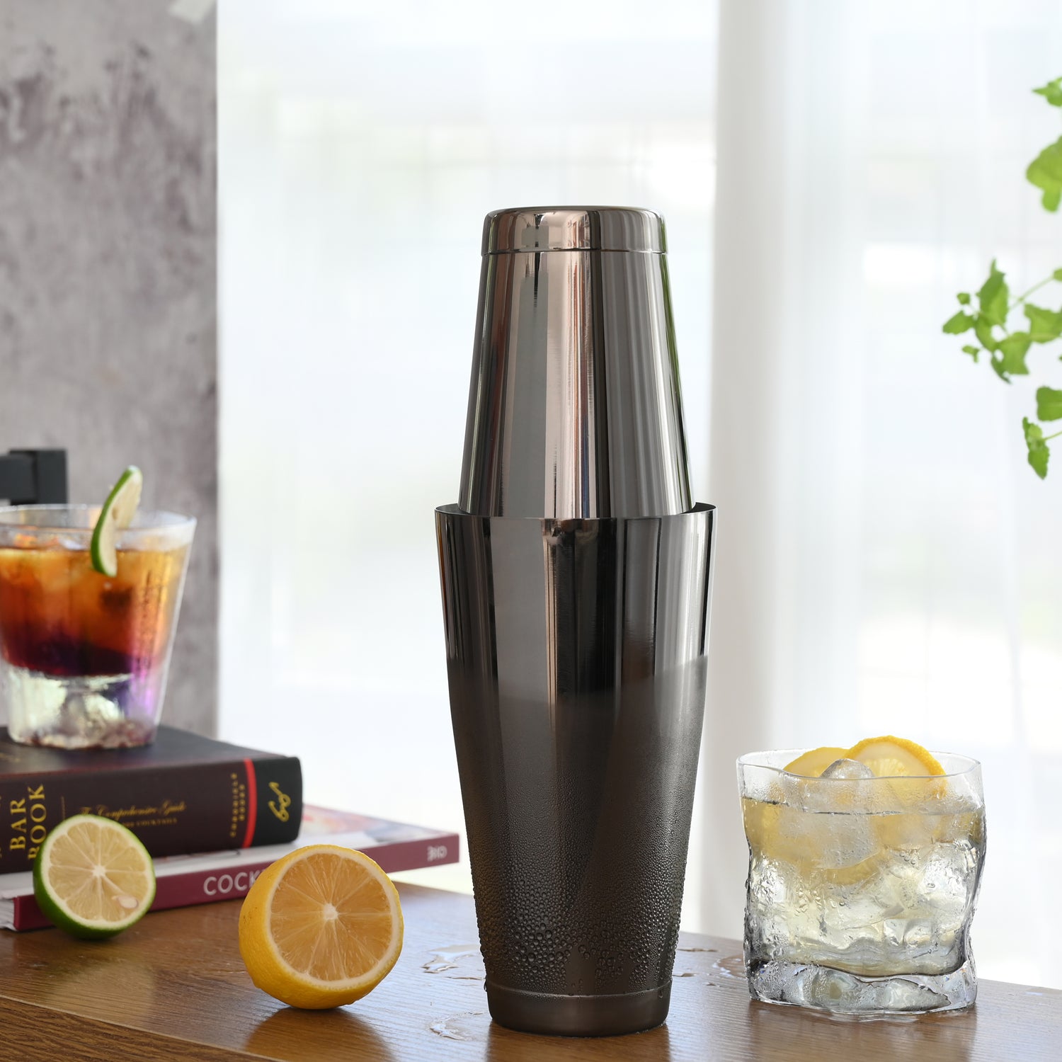 boston cocktail shaker tins black gunmetal