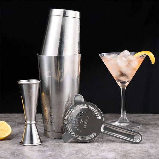 Professional Boston Shaker Set – Weighted Boston Cocktail Shaker Set: 18 & 28oz Bar Shaking Tins, Hawthorne Drink Strainer, Easy Read Japanese Jigger - Stainless Steel Bartending Kit