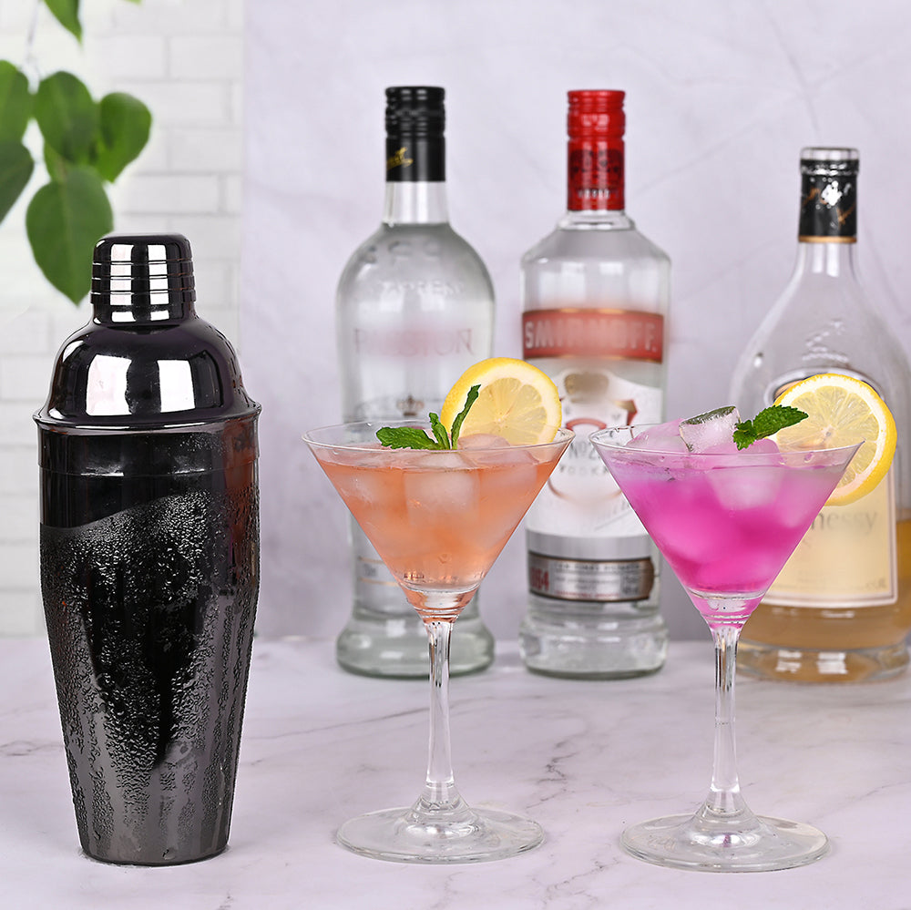 Etens Black Cocktail Shaker, 24 oz Gunmetal Martini Bar Shaker w/built-in Strainer