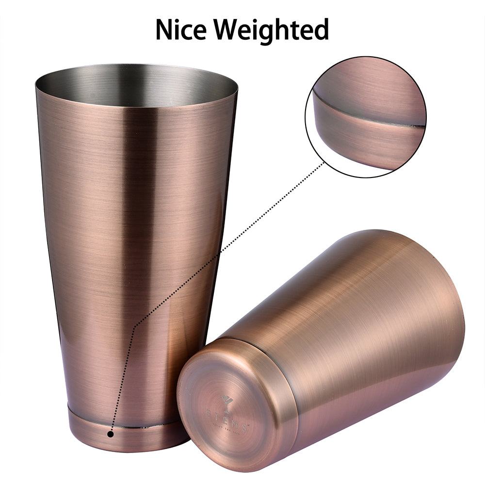 Etens Cocktail Bar Shaker Tins, Boston Shaker Set Bartender Shaker Weighted for Bartending – Bar Tools Metal Shaking Tins | Antique Copper