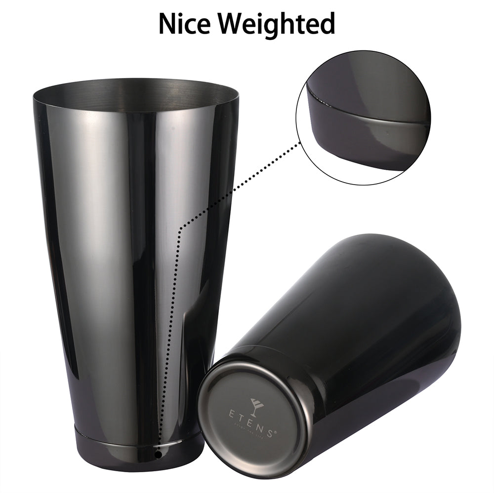 ETENS Boston Cocktail Shaker Black, Cocktail Shaker Tins Weighted, Bar Shaker Set Bartender Shakers for Bartending - Martini Shaker Stainless Steel Drink Mixer | Bar Tools Metal Shaking Tin | Gunmetal