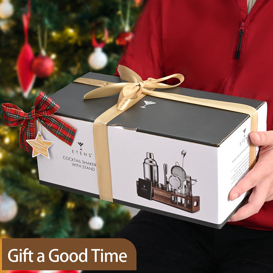 Etens Mixology Bartender Kit | Cocktail Shaker Set with Stand, Martini Bar Tools Set with Organizer for Home | Drinks Mixing Making for Shakers Bartending | Barware Gift – Cobbler, Silver