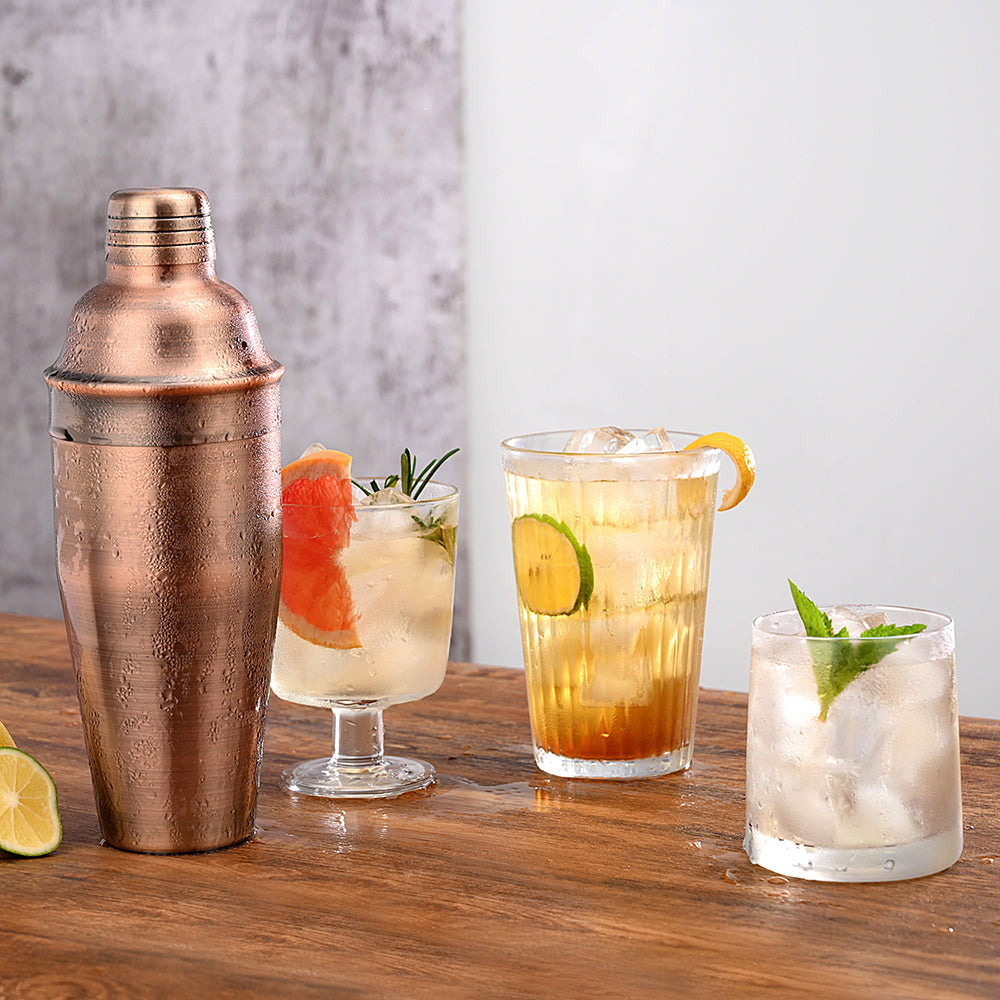 ETENS Cocktail Shaker Antique Copper, 24 oz Bar Martini Shaker Stainless Steel w/ Built In Strainer for Bartending
