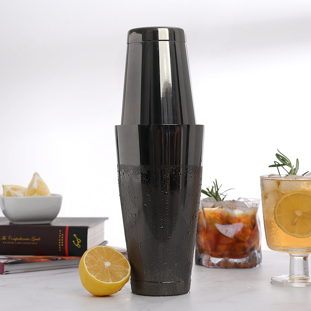 ETENS Boston Cocktail Shaker Black, Cocktail Shaker Tins Weighted, Bar Shaker Set Bartender Shakers for Bartending - Martini Shaker Stainless Steel Drink Mixer | Bar Tools Metal Shaking Tin | Gunmetal