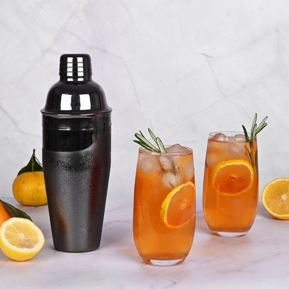 Etens Black Cocktail Shaker, 24 oz Gunmetal Martini Bar Shaker w/built-in Strainer