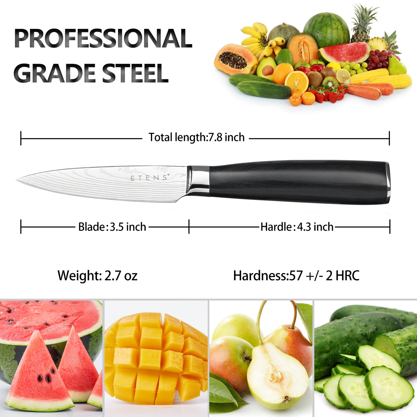 Etens Paring Knife, Small Kitchen Knife, Sharp Pairing Knives Fruit Knife with Gift Box | High Carbon Stainless Steel Pearing Knife