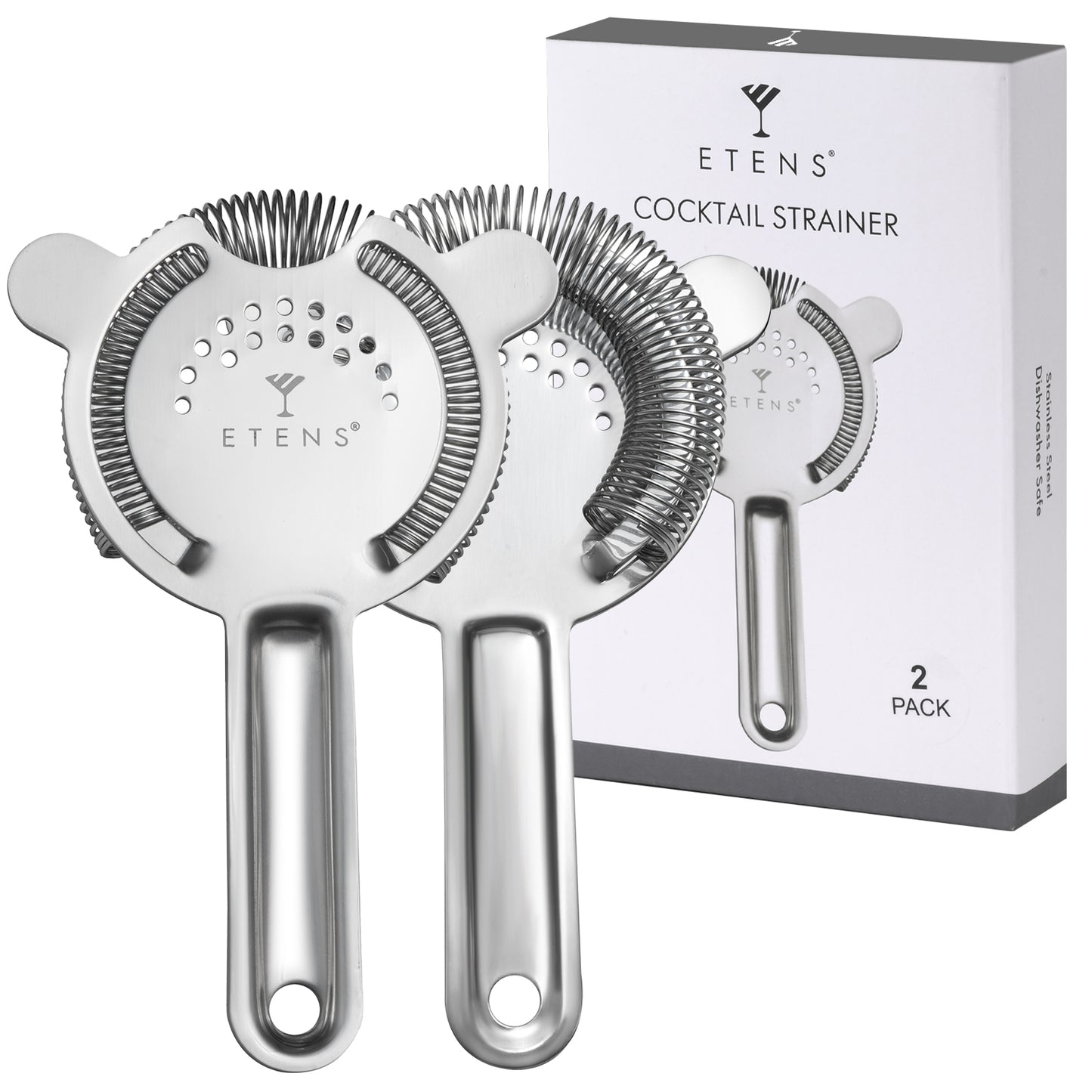 Cocktail Strainer 2 Pack, Bulk Bar Strainers for Bartending, Martini Strainer for Boston Shaker Mixing Glass, Bartender Hawthorne Strainer w/Removable Spring – Bar Supplier for Restaurant