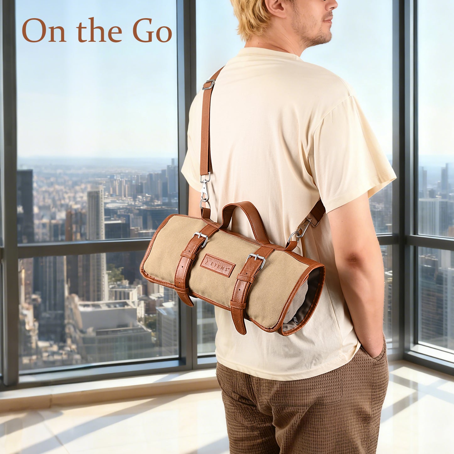 Etens® Bartender Travel Kit with Waxed Bag | 22 Piece Bar Set in Roll | Portable Cocktail Tools for Home & Travelling Bartending – Professional Boston Shakers, Unbreakable Melon Squeezer, Accessories