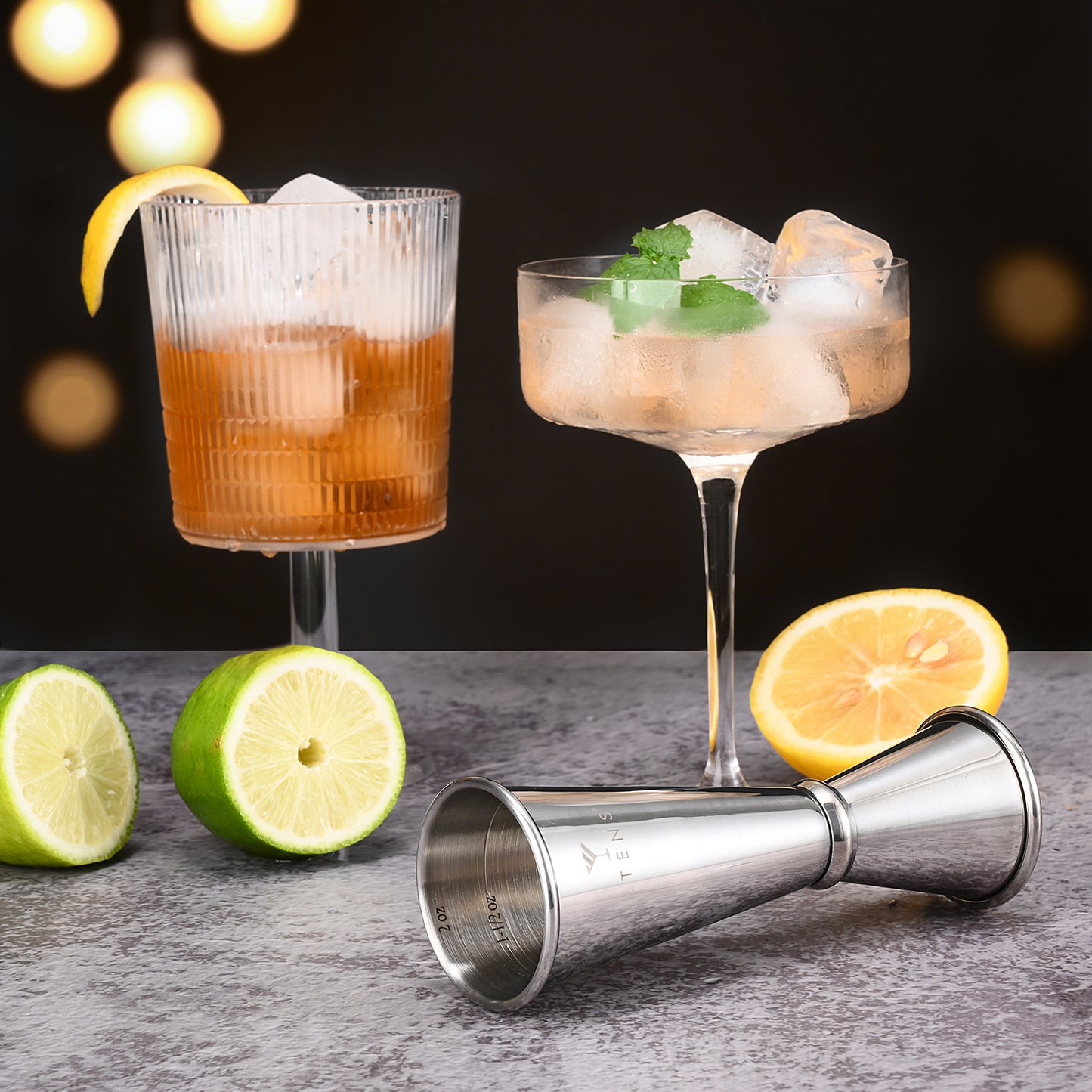 Japanese Jigger Set for Bartending 2 Pack - 1 oz 2 oz Cocktail Graduated Jigger | Easy Read Measurements Inside Shot Measure | Liquor Measuring Cup & Alcohol Measuring Tools| Metal Bar Jigger