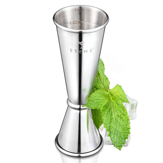 Etens Professional Japanese Jigger w/Measurements Inside – 1 oz 2 oz Cocktail Shot Measure Jigger, Bar Measuring Jigger for Bartending, Drink Measurer Cup (Silver, Stainless Steel)