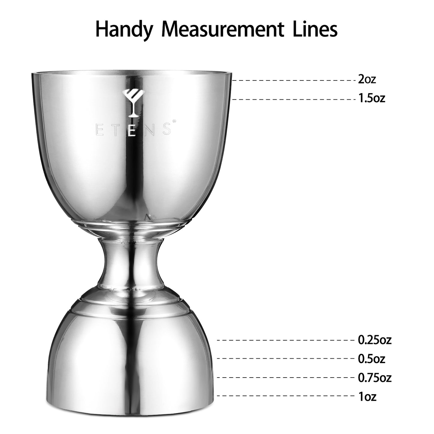 Etens Pro Jigger for Bartending – 1oz 2oz Double Side Alcohol Measuring Bar Tool, Heavy Duty Bell Jigger, Weighted Stainless Steel Drink Measurer, Cocktail Shot Measure, Rustproof & Dishwasher Safe