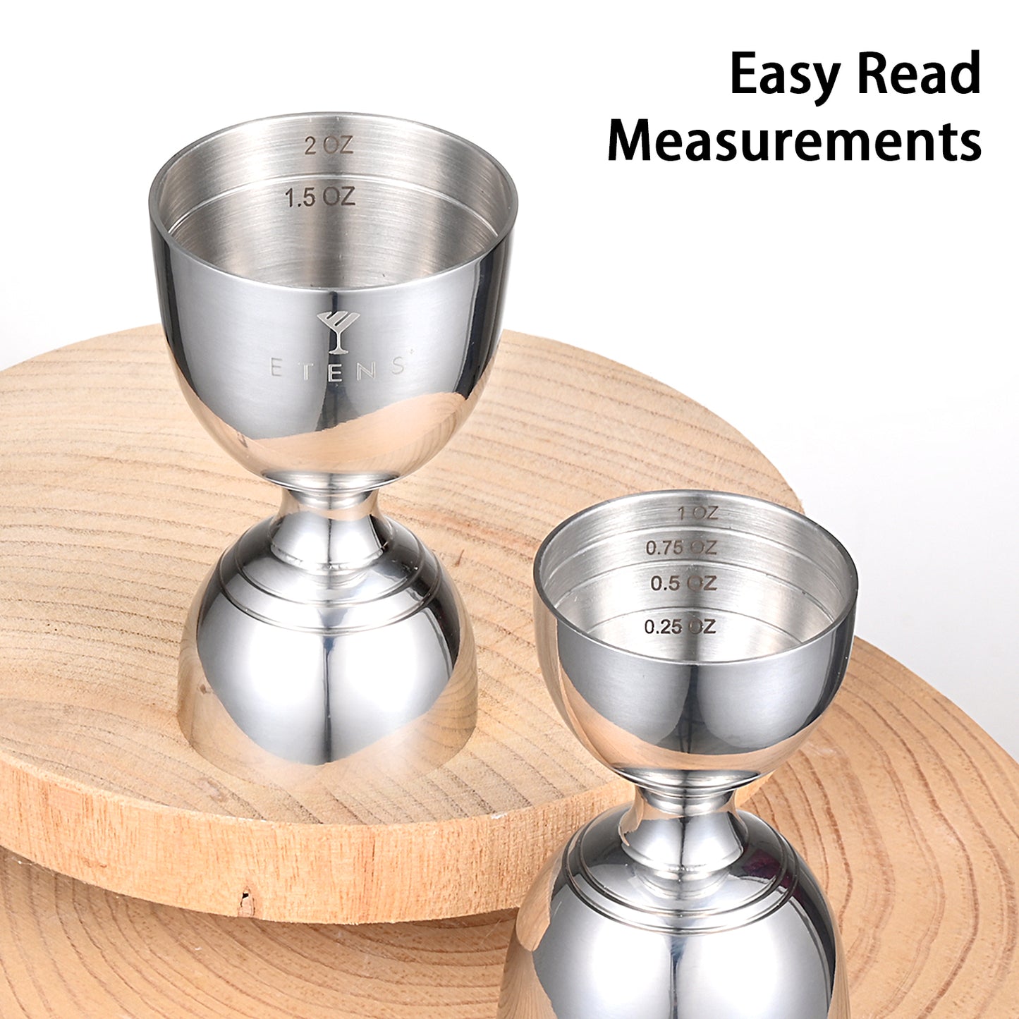 Etens Pro Jigger for Bartending – 1oz 2oz Double Side Alcohol Measuring Bar Tool, Heavy Duty Bell Jigger, Weighted Stainless Steel Drink Measurer, Cocktail Shot Measure, Rustproof & Dishwasher Safe