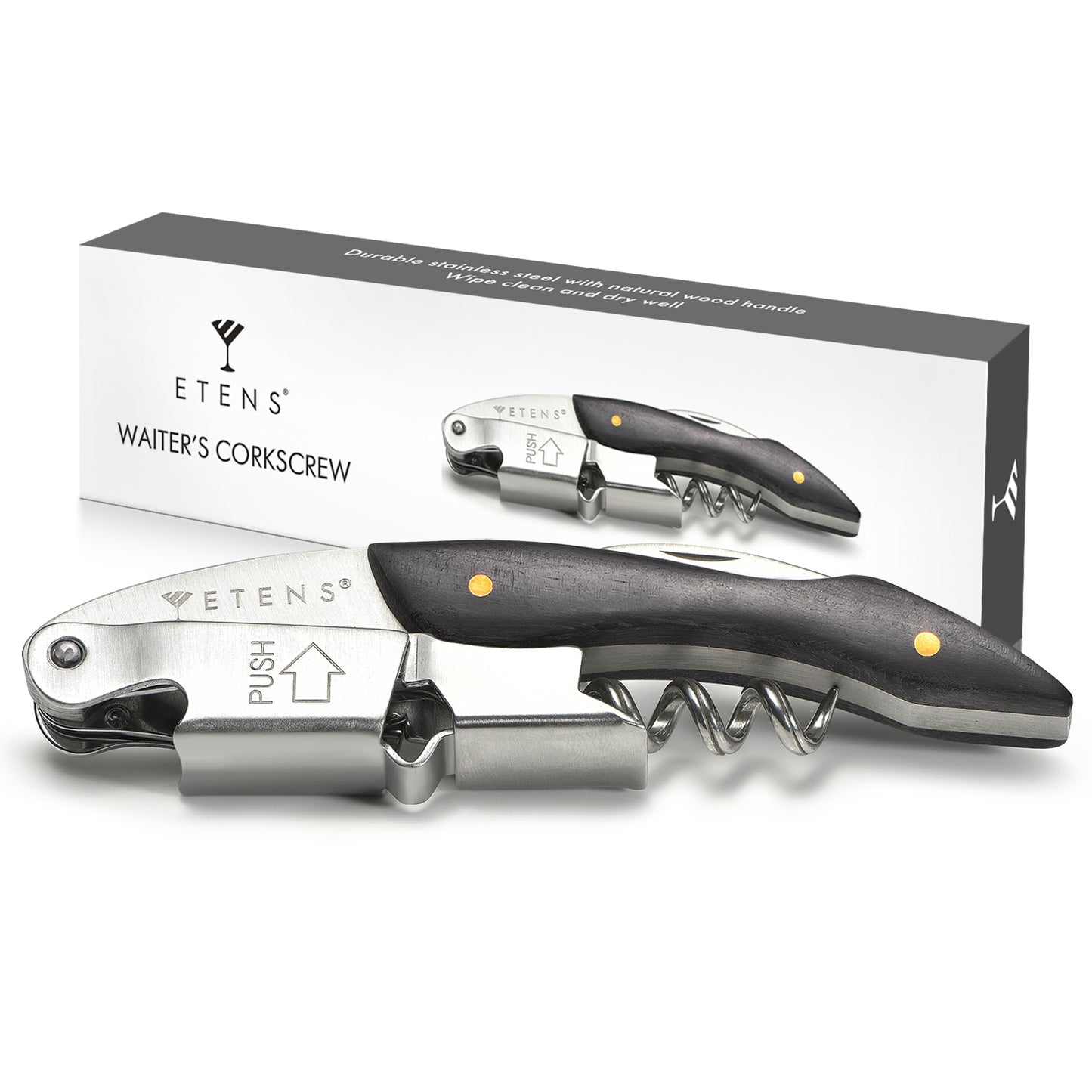 Professional Wine Opener - Double Hinge Corkscrew with Foil Cutter & Cap Remover, Manual Wine Key for Bartenders & Servers