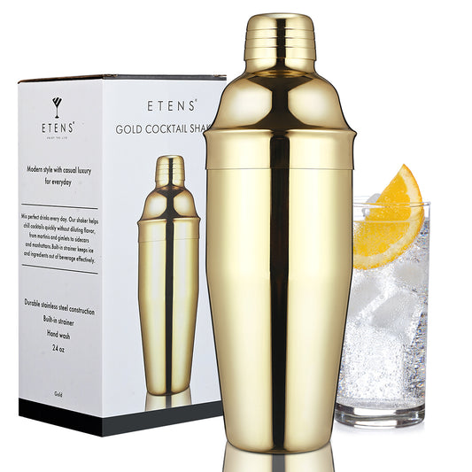 Etens Gold Cocktail Shaker, 24oz Martini Shaker with Built-in Strainer