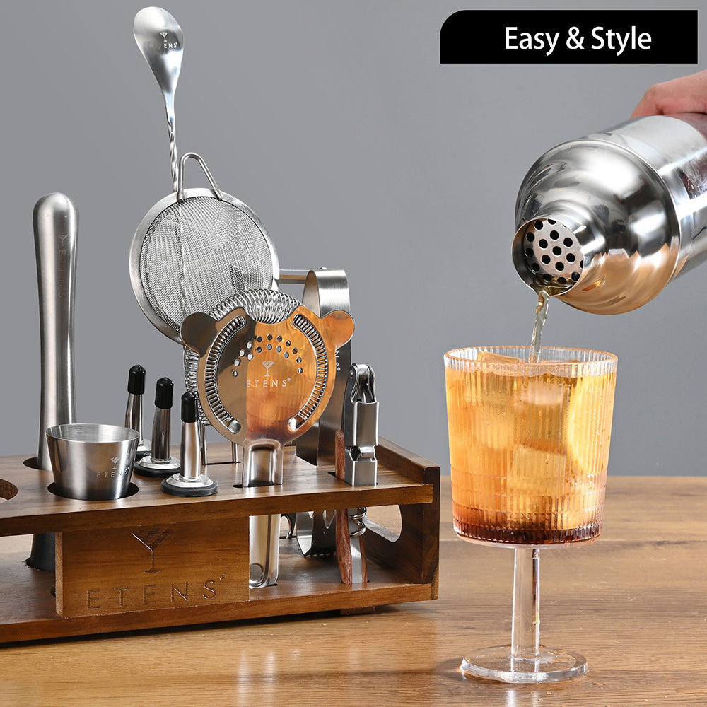 ETENS Cocktail Shaker Set Stainless Steel & Bar Set Bartender Kit