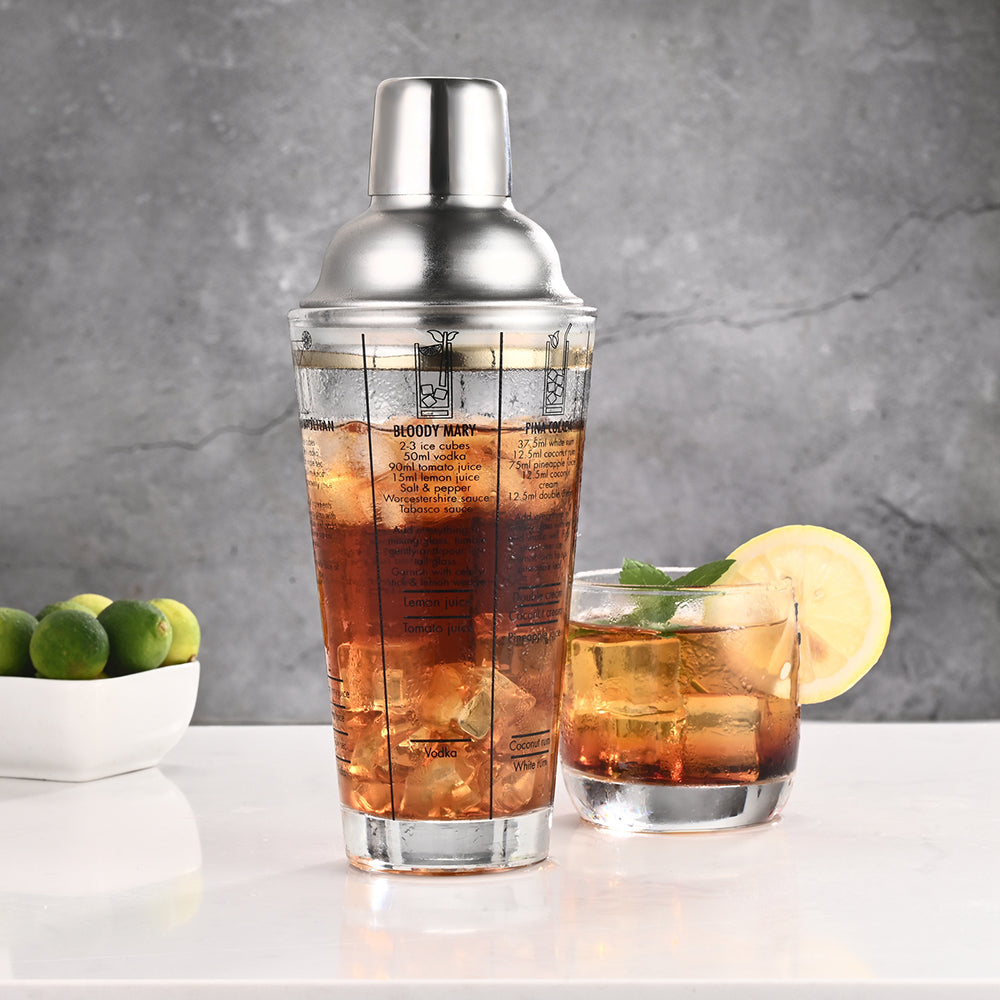 Puno Morgen skranke Etens Glass Cocktail Shaker w/ Measurements, Clear Martini Shaker 14oz w/  Recipes on Side – Etens Barware