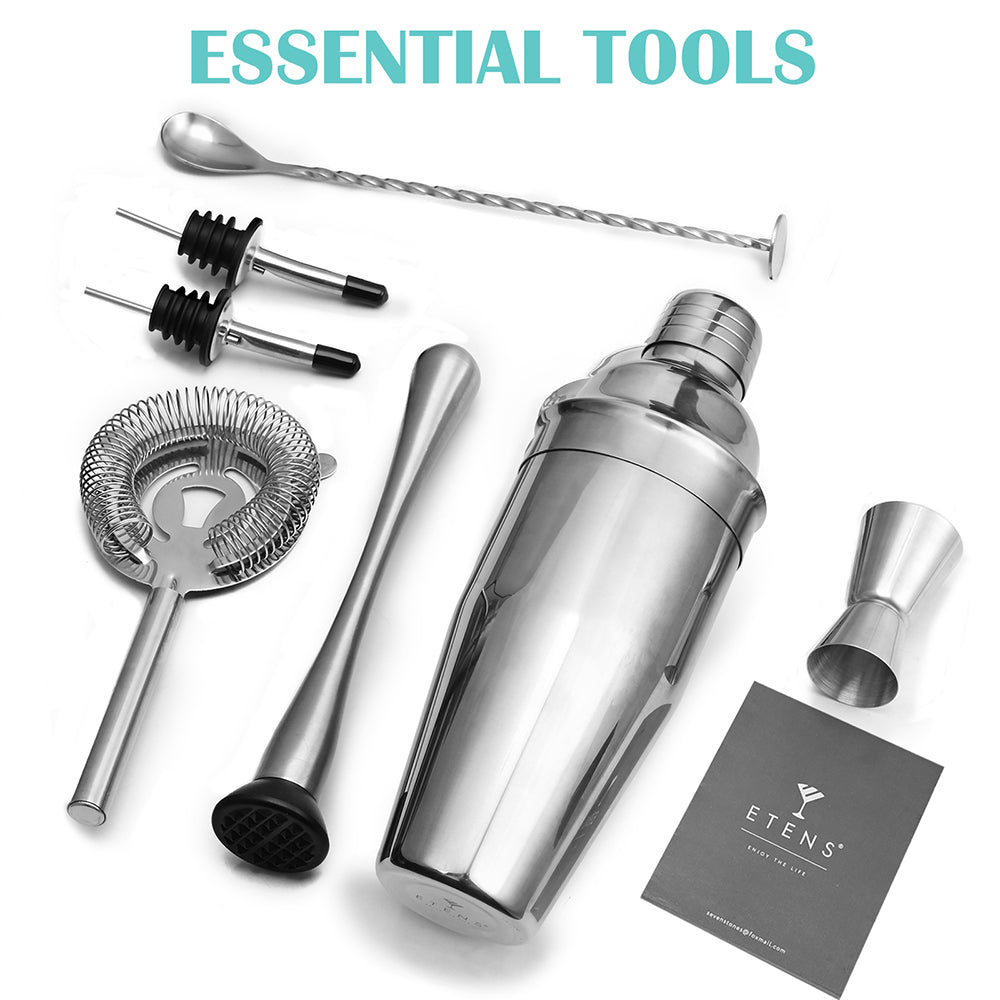 ELEMENTER Cocktail Shaker Set - Mixologist Bartender kit 10-Piece, Crafted  from Stainless Steel, All The Accessories You Need to Mix The Perfect Drink